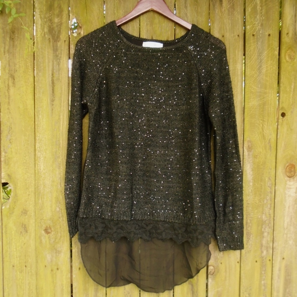 Mizumi small sequined Crochet Sweater